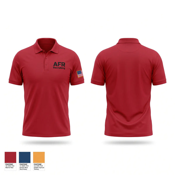 Short Sleeve Performance Polo, AFR Recruiting, Air Force, Teamtime, Team time, sublimation, custom sports apparel, team uniforms, spirit wear, spiritwear, sports uniforms, custom shirts, team store, custom team store, fundraiser sports, apparel fundraiser