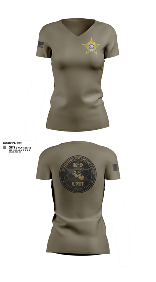 Womens Short Sleeve Vneck Shirt, Mecklenburg County Sheriff’s Office K9, Police, Teamtime, Team time, sublimation, custom sports apparel, team uniforms, spirit wear, spiritwear, sports uniforms, custom shirts, team store, custom team store, fundraiser sports, apparel fundraiser