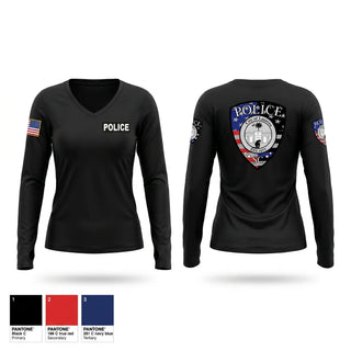Womens Long Sleeve Vneck Shirt, Laurens Police, Police, Teamtime, Team time, sublimation, custom sports apparel, team uniforms, spirit wear, spiritwear, sports uniforms, custom shirts, team store, custom team store, fundraiser sports, apparel fundraiser