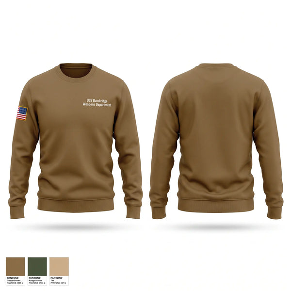 Crew Neck Sweatshirt, USS Bainbridge Weapons Department, Navy, Teamtime, Team time, sublimation, custom sports apparel, team uniforms, spirit wear, spiritwear, sports uniforms, custom shirts, team store, custom team store, fundraiser sports, apparel fundraiser