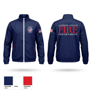 Windbreaker, Laurens County Fire Department, Fire Department, Teamtime, Team time, sublimation, custom sports apparel, team uniforms, spirit wear, spiritwear, sports uniforms, custom shirts, team store, custom team store, fundraiser sports, apparel fundraiser