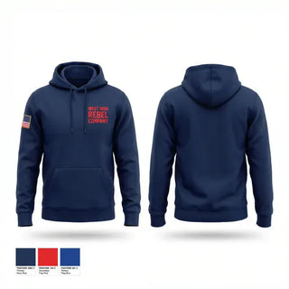 Hoodie, West High Rebel Company, Navy, Teamtime, Team time, sublimation, custom sports apparel, team uniforms, spirit wear, spiritwear, sports uniforms, custom shirts, team store, custom team store, fundraiser sports, apparel fundraiser