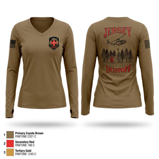 Womens Long Sleeve Vneck Shirt, Jersey Dustoff, National Guard, Teamtime, Team time, sublimation, custom sports apparel, team uniforms, spirit wear, spiritwear, sports uniforms, custom shirts, team store, custom team store, fundraiser sports, apparel fundraiser