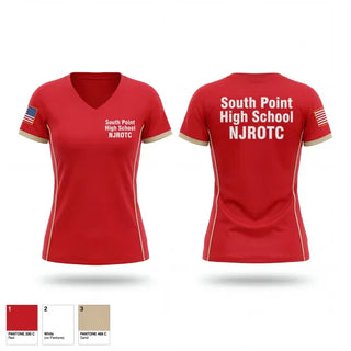 Womens Short Sleeve Vneck Shirt, South Point High School NJROTC, Navy, Teamtime, Team time, sublimation, custom sports apparel, team uniforms, spirit wear, spiritwear, sports uniforms, custom shirts, team store, custom team store, fundraiser sports, apparel fundraiser