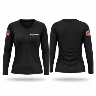Womens Long Sleeve Vneck Shirt, Explorers, Police, Teamtime, Team time, sublimation, custom sports apparel, team uniforms, spirit wear, spiritwear, sports uniforms, custom shirts, team store, custom team store, fundraiser sports, apparel fundraiser