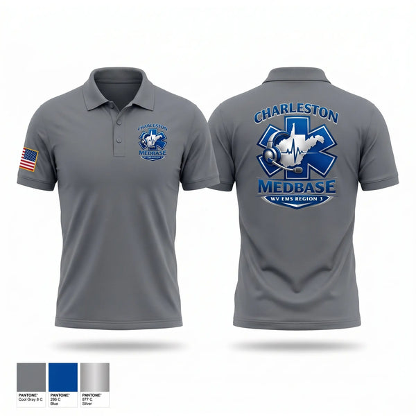 Short Sleeve Performance Polo, Charleston MEDBASE, EMS/EMT, Teamtime, Team time, sublimation, custom sports apparel, team uniforms, spirit wear, spiritwear, sports uniforms, custom shirts, team store, custom team store, fundraiser sports, apparel fundraiser