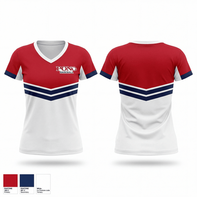 Pono Baseball 85468751 Women's Short Sleeve V-neck Shirt - 1