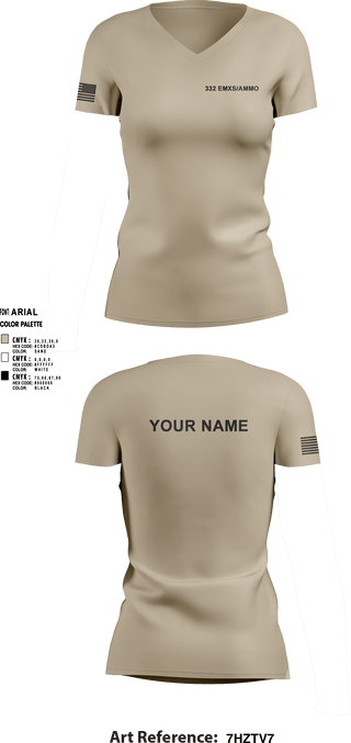 Women's Short Sleeve Vneck Shirt, 332 EMXS/AMMO, Air Force, Teamtime, Team time, sublimation, custom sports apparel, team uniforms, spirit wear, spiritwear, sports uniforms, custom shirts, team store, custom team store, fundraiser sports, apparel fundraiser