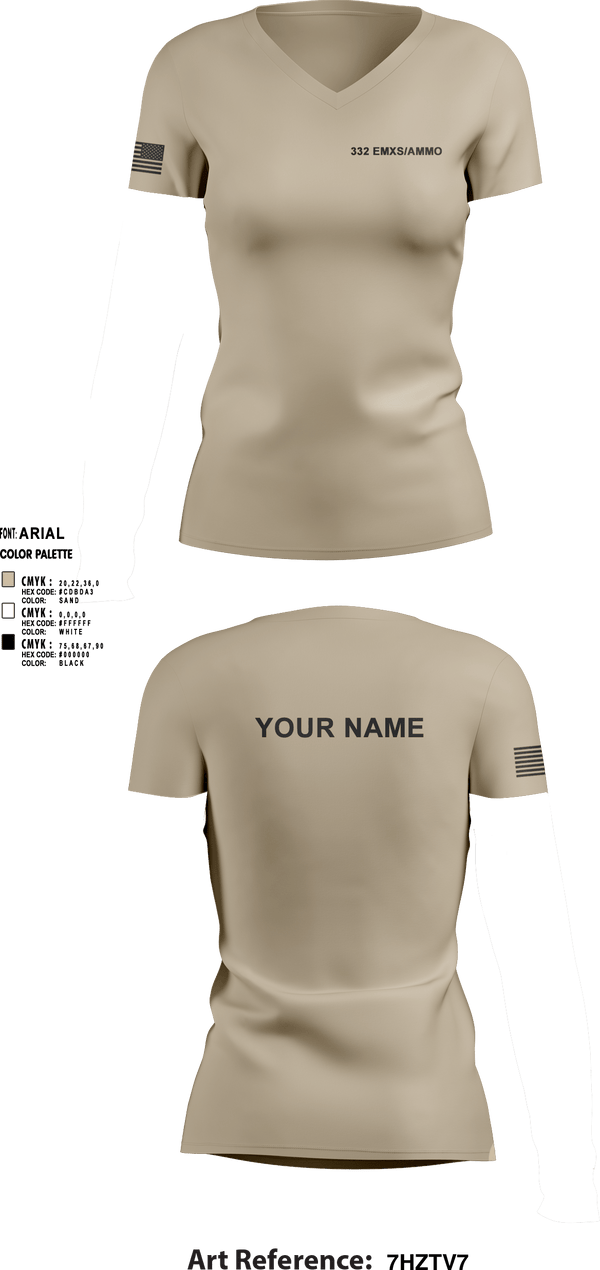 Women's Short Sleeve Vneck Shirt, 332 EMXS/AMMO, Air Force, Teamtime, Team time, sublimation, custom sports apparel, team uniforms, spirit wear, spiritwear, sports uniforms, custom shirts, team store, custom team store, fundraiser sports, apparel fundraiser