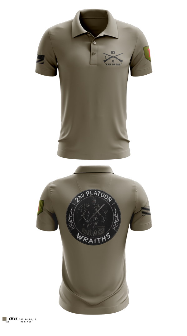 Short Sleeve Performance Polo, 2nd PLT, C co, 1-63 AR BN, Army, Teamtime, Team time, sublimation, custom sports apparel, team uniforms, spirit wear, spiritwear, sports uniforms, custom shirts, team store, custom team store, fundraiser sports, apparel fundraiser