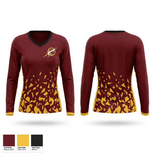 Womens Long Sleeve Vneck Shirt, Berne Union, Track & Field, Teamtime, Team time, sublimation, custom sports apparel, team uniforms, spirit wear, spiritwear, sports uniforms, custom shirts, team store, custom team store, fundraiser sports, apparel fundraiser