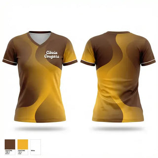 Womens Short Sleeve Vneck Shirt, Cibola Cougars, Baseball, Teamtime, Team time, sublimation, custom sports apparel, team uniforms, spirit wear, spiritwear, sports uniforms, custom shirts, team store, custom team store, fundraiser sports, apparel fundraiser
