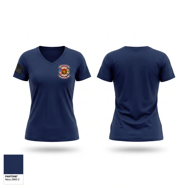 Womens Short Sleeve Vneck Shirt, Woodford Fire Department, Fire Department, Teamtime, Team time, sublimation, custom sports apparel, team uniforms, spirit wear, spiritwear, sports uniforms, custom shirts, team store, custom team store, fundraiser sports, apparel fundraiser