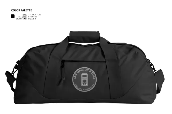 Duffle Bag, San marcos police - field force, Police, Teamtime, Team time, sublimation, custom sports apparel, team uniforms, spirit wear, spiritwear, sports uniforms, custom shirts, team store, custom team store, fundraiser sports, apparel fundraiser