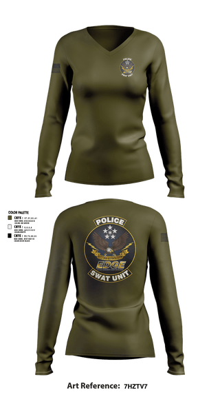 Womens Long Sleeve Vneck Shirt, EDGE SWAT, Police, Teamtime, Team time, sublimation, custom sports apparel, team uniforms, spirit wear, spiritwear, sports uniforms, custom shirts, team store, custom team store, fundraiser sports, apparel fundraiser