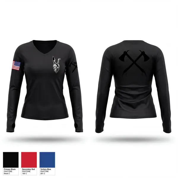 Womens Long Sleeve Vneck Shirt, B/96th CA, Football, Teamtime, Team time, sublimation, custom sports apparel, team uniforms, spirit wear, spiritwear, sports uniforms, custom shirts, team store, custom team store, fundraiser sports, apparel fundraiser