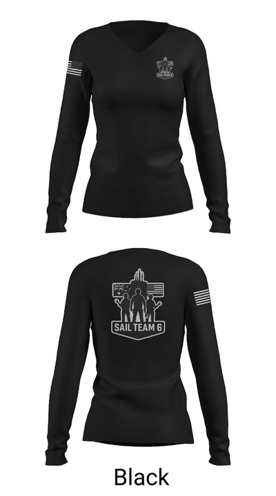 Sail team 6 28462926 Women's Long Sleeve V-neck Shirt - 35