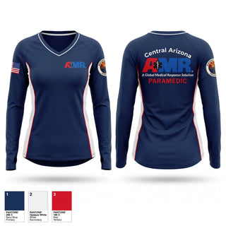 Womens Long Sleeve Vneck Shirt, AMR  Central Arizona Operations, EMS/EMT, Teamtime, Team time, sublimation, custom sports apparel, team uniforms, spirit wear, spiritwear, sports uniforms, custom shirts, team store, custom team store, fundraiser sports, apparel fundraiser