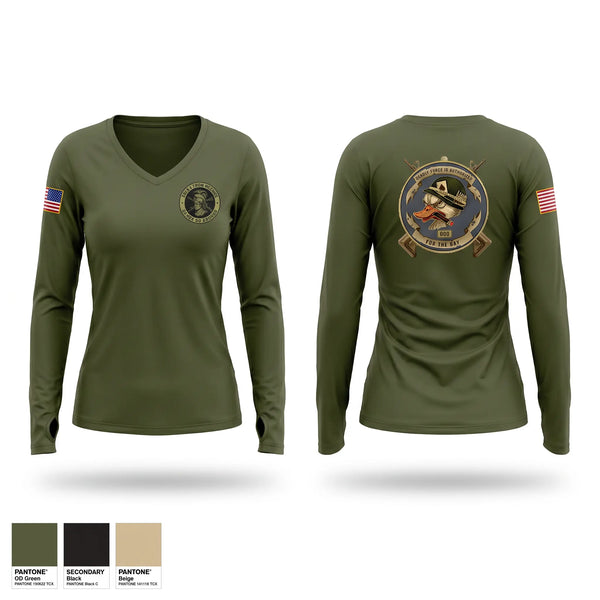 Womens Long Sleeve Vneck Shirt, MCSFBN A CO, Marines, Teamtime, Team time, sublimation, custom sports apparel, team uniforms, spirit wear, spiritwear, sports uniforms, custom shirts, team store, custom team store, fundraiser sports, apparel fundraiser