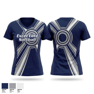 Womens Short Sleeve Vneck Shirt, Excel Elite Softball, Softball, Teamtime, Team time, sublimation, custom sports apparel, team uniforms, spirit wear, spiritwear, sports uniforms, custom shirts, team store, custom team store, fundraiser sports, apparel fundraiser