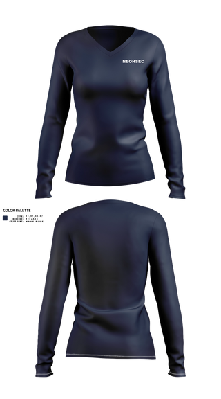 Womens Long Sleeve Vneck Shirt, NEOHSEC, , Teamtime, Team time, sublimation, custom sports apparel, team uniforms, spirit wear, spiritwear, sports uniforms, custom shirts, team store, custom team store, fundraiser sports, apparel fundraiser