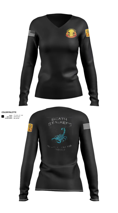 5-4 ADA A BTRY 3rd PLT 45345597 Women's Long Sleeve V-neck Shirt - 11
