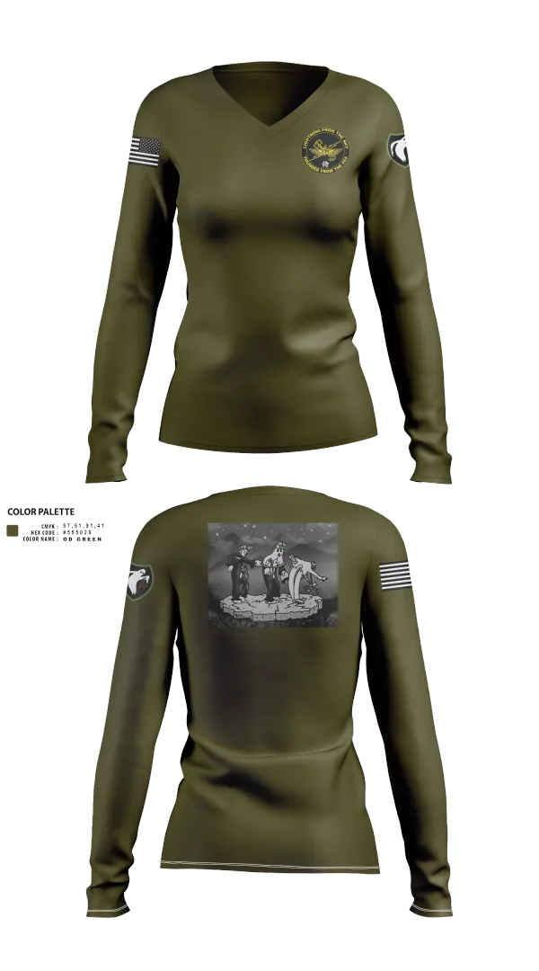 Womens Long Sleeve Vneck Shirt, 5th ANGLICO, , Teamtime, Team time, sublimation, custom sports apparel, team uniforms, spirit wear, spiritwear, sports uniforms, custom shirts, team store, custom team store, fundraiser sports, apparel fundraiser
