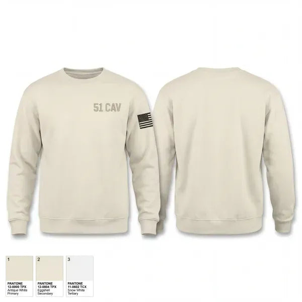 Crew Neck Sweatshirt, 5-1 cav, Army, Teamtime, Team time, sublimation, custom sports apparel, team uniforms, spirit wear, spiritwear, sports uniforms, custom shirts, team store, custom team store, fundraiser sports, apparel fundraiser