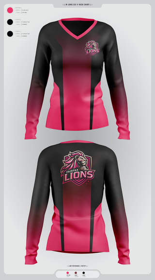 Womens Long Sleeve Vneck Shirt, Fairfax Lions, Men's Soccer, Teamtime, Team time, sublimation, custom sports apparel, team uniforms, spirit wear, spiritwear, sports uniforms, custom shirts, team store, custom team store, fundraiser sports, apparel fundraiser