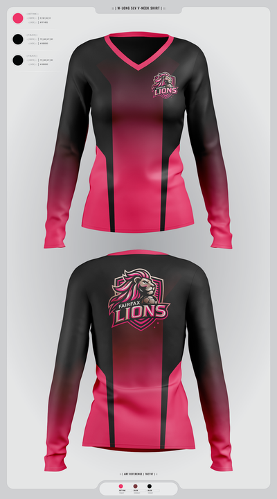 Fairfax Lions 7136956 Women's Long Sleeve V-neck Shirt - 1