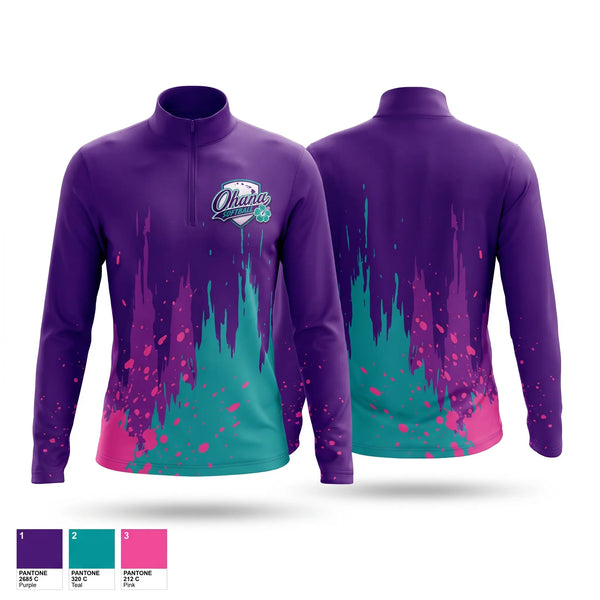 Quarter Zip Jacket, Ohana, Softball, Teamtime, Team time, sublimation, custom sports apparel, team uniforms, spirit wear, spiritwear, sports uniforms, custom shirts, team store, custom team store, fundraiser sports, apparel fundraiser