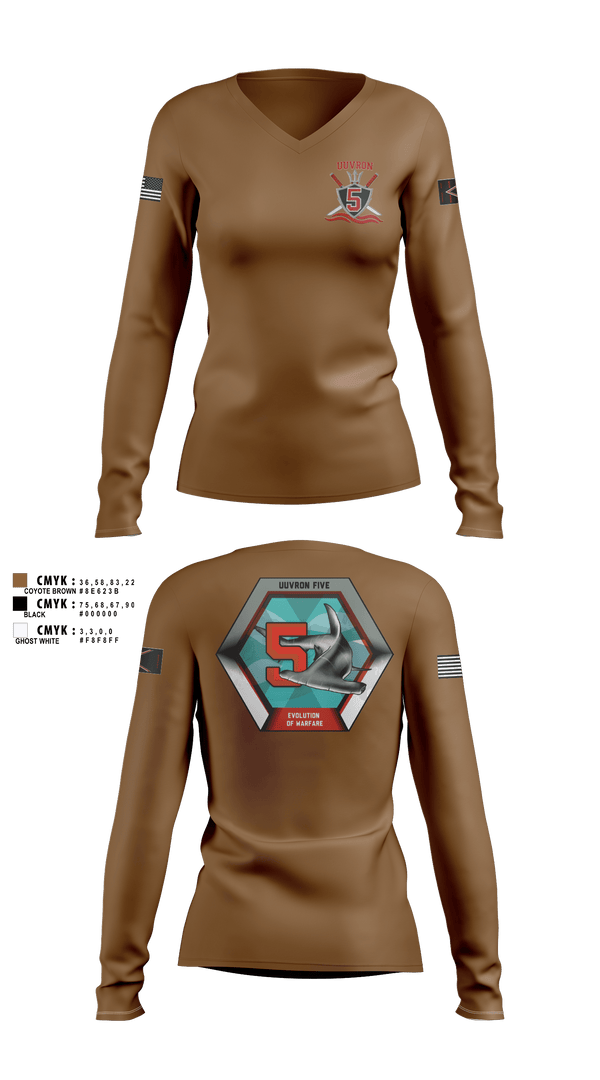 Womens Long Sleeve Vneck Shirt, UUVRON 5, Navy, Teamtime, Team time, sublimation, custom sports apparel, team uniforms, spirit wear, spiritwear, sports uniforms, custom shirts, team store, custom team store, fundraiser sports, apparel fundraiser