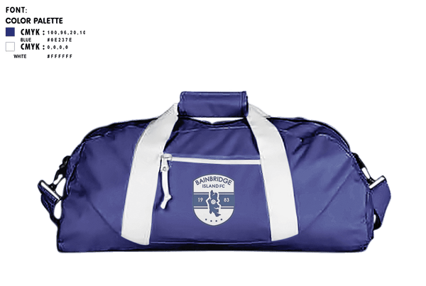 Duffle Bag, Bainbridge Island FC Soccer, Men's Soccer, Teamtime, Team time, sublimation, custom sports apparel, team uniforms, spirit wear, spiritwear, sports uniforms, custom shirts, team store, custom team store, fundraiser sports, apparel fundraiser