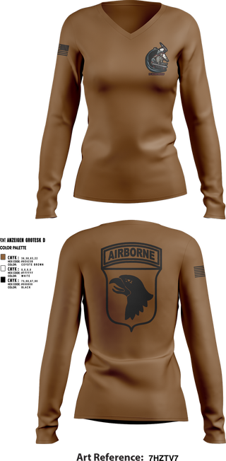 Womens Long Sleeve Vneck Shirt, 2nd Flt Platoon, B/101 Avn Regt, 101st ABN DIV, , Teamtime, Team time, sublimation, custom sports apparel, team uniforms, spirit wear, spiritwear, sports uniforms, custom shirts, team store, custom team store, fundraiser sports, apparel fundraiser