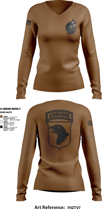 2nd Flt Platoon, B/101 Avn Regt, 101st ABN DIV 10364958 Women's Long Sleeve V-neck Shirt - 1
