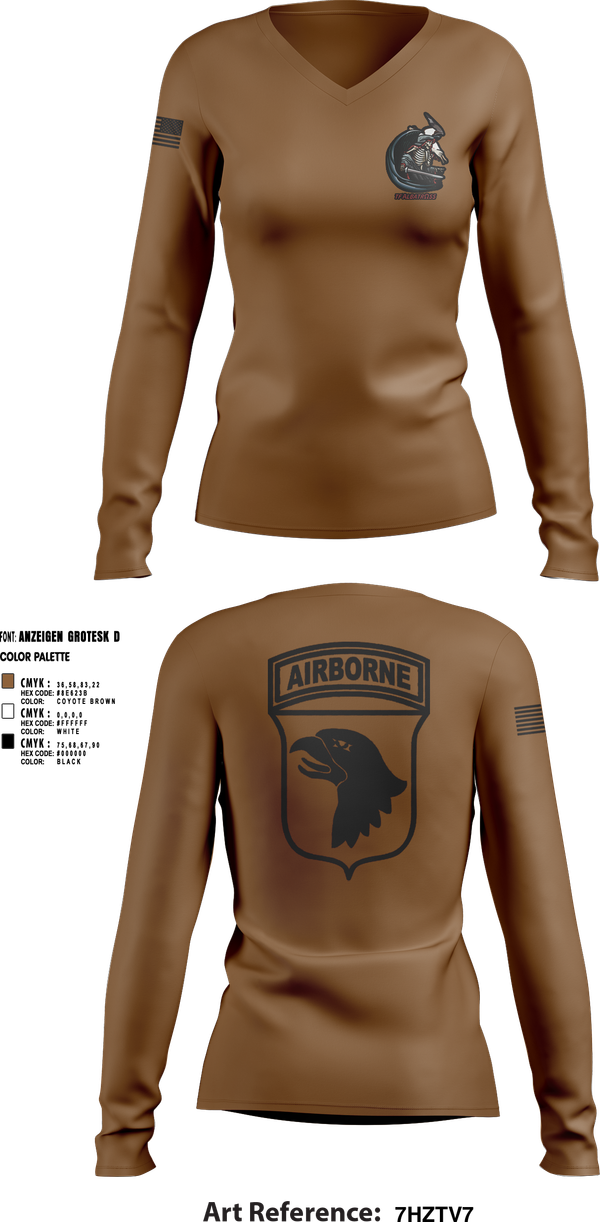 Womens Long Sleeve Vneck Shirt, 2nd Flt Platoon, B/101 Avn Regt, 101st ABN DIV, , Teamtime, Team time, sublimation, custom sports apparel, team uniforms, spirit wear, spiritwear, sports uniforms, custom shirts, team store, custom team store, fundraiser sports, apparel fundraiser