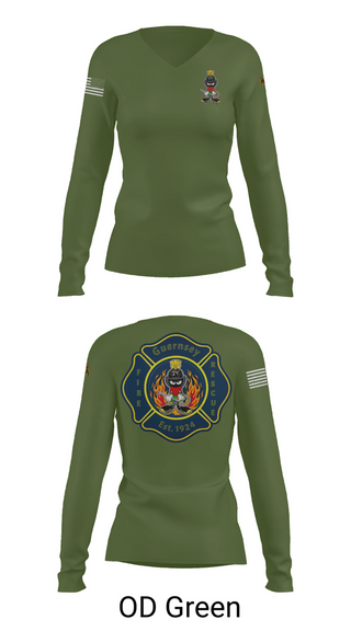 Womens Long Sleeve Vneck Shirt, Guernsey Fire & Rescue, , Teamtime, Team time, sublimation, custom sports apparel, team uniforms, spirit wear, spiritwear, sports uniforms, custom shirts, team store, custom team store, fundraiser sports, apparel fundraiser