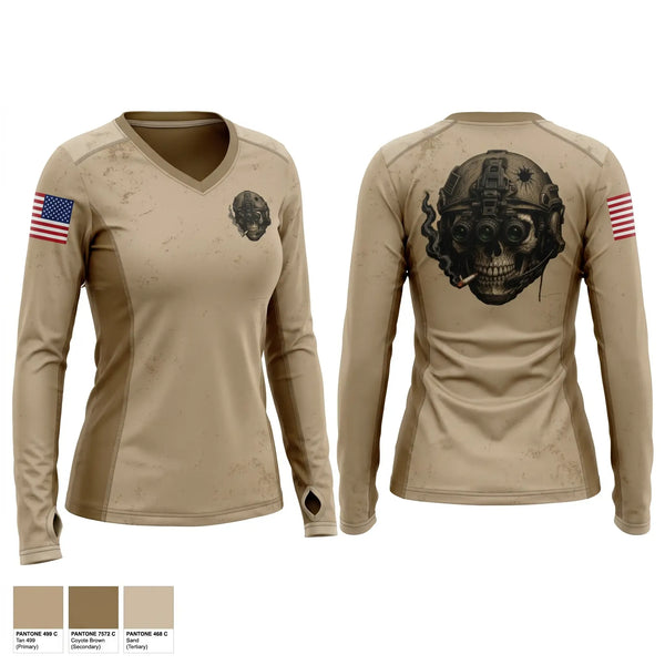 Womens Long Sleeve Vneck Shirt, 411th MP CO, Army, Teamtime, Team time, sublimation, custom sports apparel, team uniforms, spirit wear, spiritwear, sports uniforms, custom shirts, team store, custom team store, fundraiser sports, apparel fundraiser