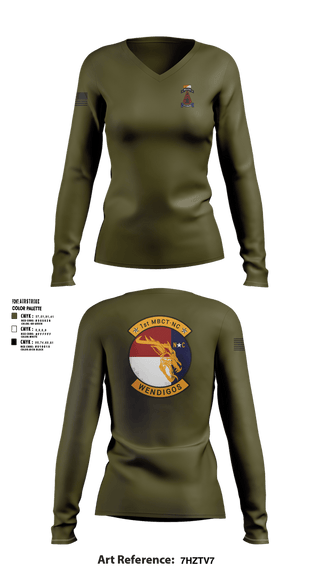 Womens Long Sleeve Vneck Shirt, 1MBCT, Army, Teamtime, Team time, sublimation, custom sports apparel, team uniforms, spirit wear, spiritwear, sports uniforms, custom shirts, team store, custom team store, fundraiser sports, apparel fundraiser