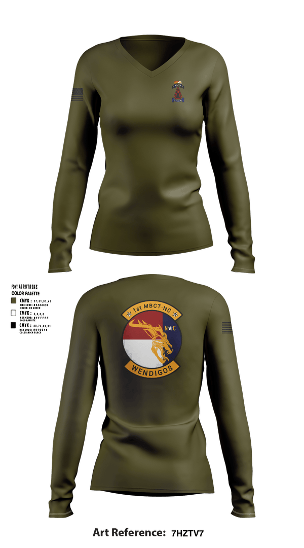 Womens Long Sleeve Vneck Shirt, 1MBCT, Army, Teamtime, Team time, sublimation, custom sports apparel, team uniforms, spirit wear, spiritwear, sports uniforms, custom shirts, team store, custom team store, fundraiser sports, apparel fundraiser