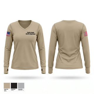 Womens Long Sleeve Vneck Shirt, Fayette County Sheriff’s Department, Police, Teamtime, Team time, sublimation, custom sports apparel, team uniforms, spirit wear, spiritwear, sports uniforms, custom shirts, team store, custom team store, fundraiser sports, apparel fundraiser