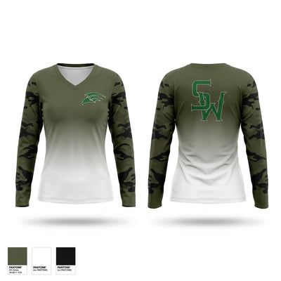 South Walton Hawks Women's Long Sleeve V-neck Shirt - 1
