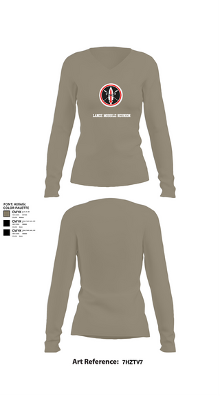 Womens Long Sleeve Vneck Shirt, Lance missile reunion, Army, Teamtime, Team time, sublimation, custom sports apparel, team uniforms, spirit wear, spiritwear, sports uniforms, custom shirts, team store, custom team store, fundraiser sports, apparel fundraiser