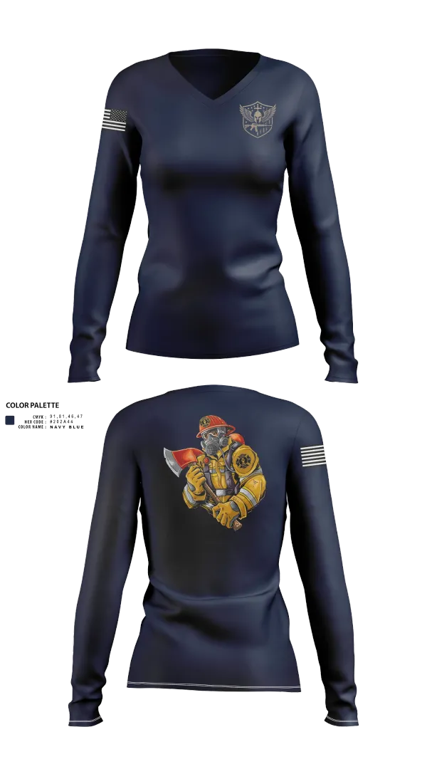 Womens Long Sleeve Vneck Shirt, Lead Hill Fire Department, , Teamtime, Team time, sublimation, custom sports apparel, team uniforms, spirit wear, spiritwear, sports uniforms, custom shirts, team store, custom team store, fundraiser sports, apparel fundraiser