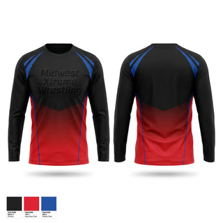 Long Sleeve Performance Shirt, Midwest Xtreme Wrestling, Wrestling, Teamtime, Team time, sublimation, custom sports apparel, team uniforms, spirit wear, spiritwear, sports uniforms, custom shirts, team store, custom team store, fundraiser sports, apparel fundraiser