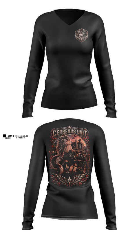 Womens Long Sleeve Vneck Shirt, C.s.nine tails, E-Sports, Teamtime, Team time, sublimation, custom sports apparel, team uniforms, spirit wear, spiritwear, sports uniforms, custom shirts, team store, custom team store, fundraiser sports, apparel fundraiser