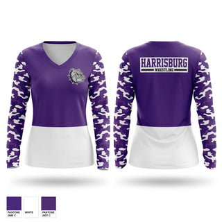 Womens Long Sleeve Vneck Shirt, HARRISBURG Bulldogs, Wrestling, Teamtime, Team time, sublimation, custom sports apparel, team uniforms, spirit wear, spiritwear, sports uniforms, custom shirts, team store, custom team store, fundraiser sports, apparel fundraiser