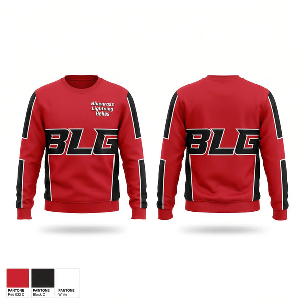 Crew Neck Sweatshirt, Bluegrass Lightning Belles, Softball, Teamtime, Team time, sublimation, custom sports apparel, team uniforms, spirit wear, spiritwear, sports uniforms, custom shirts, team store, custom team store, fundraiser sports, apparel fundraiser