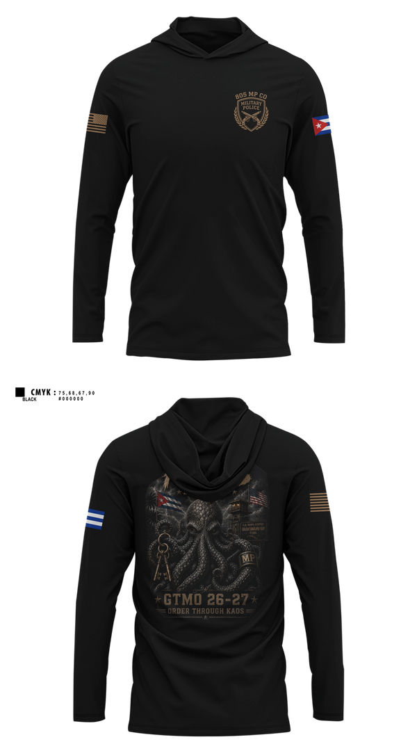 Long Sleeve hooded sunshirt, 805th Military Police Company, Army, Teamtime, Team time, sublimation, custom sports apparel, team uniforms, spirit wear, spiritwear, sports uniforms, custom shirts, team store, custom team store, fundraiser sports, apparel fundraiser