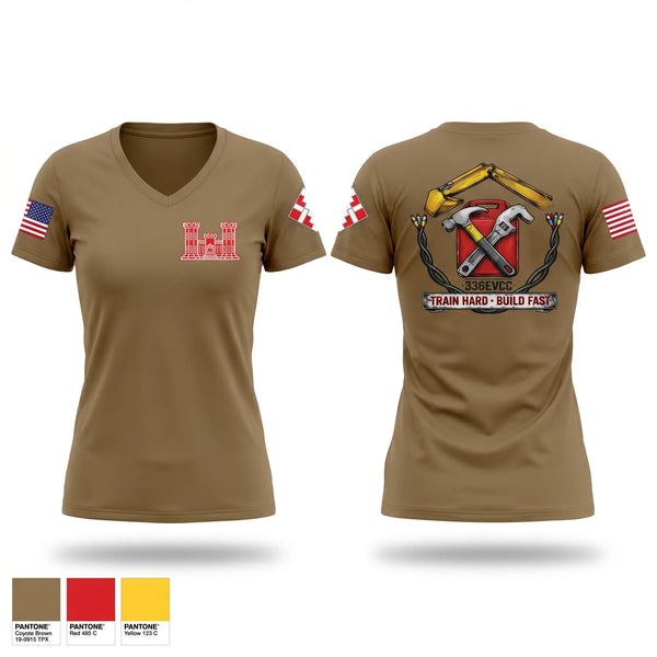Womens Short Sleeve Vneck Shirt, 336th EN CO (EVCC)336th EN CO (EVCC), Army, Teamtime, Team time, sublimation, custom sports apparel, team uniforms, spirit wear, spiritwear, sports uniforms, custom shirts, team store, custom team store, fundraiser sports, apparel fundraiser